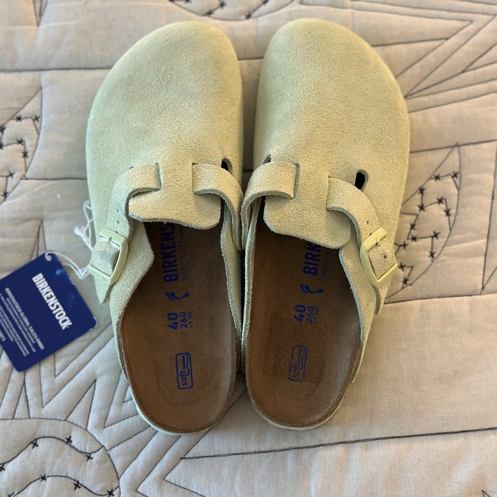 Birkenstock Boston Softbed, Faded Lime
